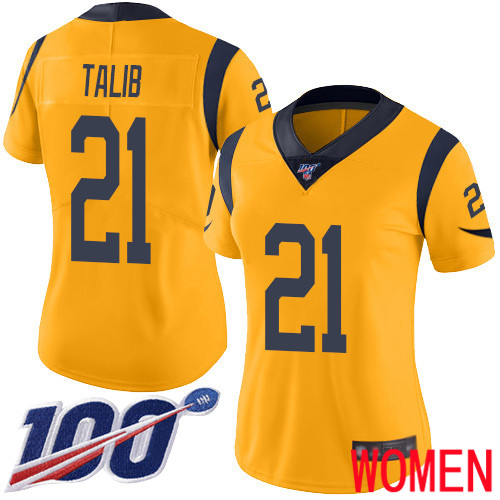 Los Angeles Rams Limited Gold Women Aqib Talib Jersey NFL Football #21 100th Season Rush Vapor Untouchable->los angeles rams->NFL Jersey